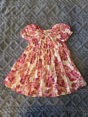 Old Navy Girls Pink Floral Puff-Sleeve Dress, 4T